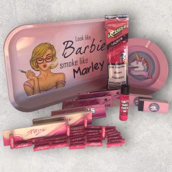 Barbie Marley Pink Smoker Rolling Tray Bundle